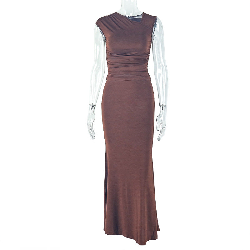 Ensemble jupe plissée ajustée et tendance de couleur unie