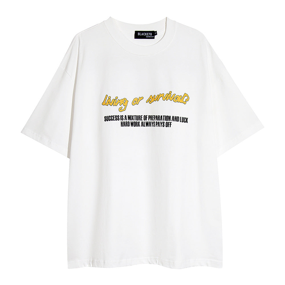 Printed Short-sleeved T-shirt Cotton Loose Men