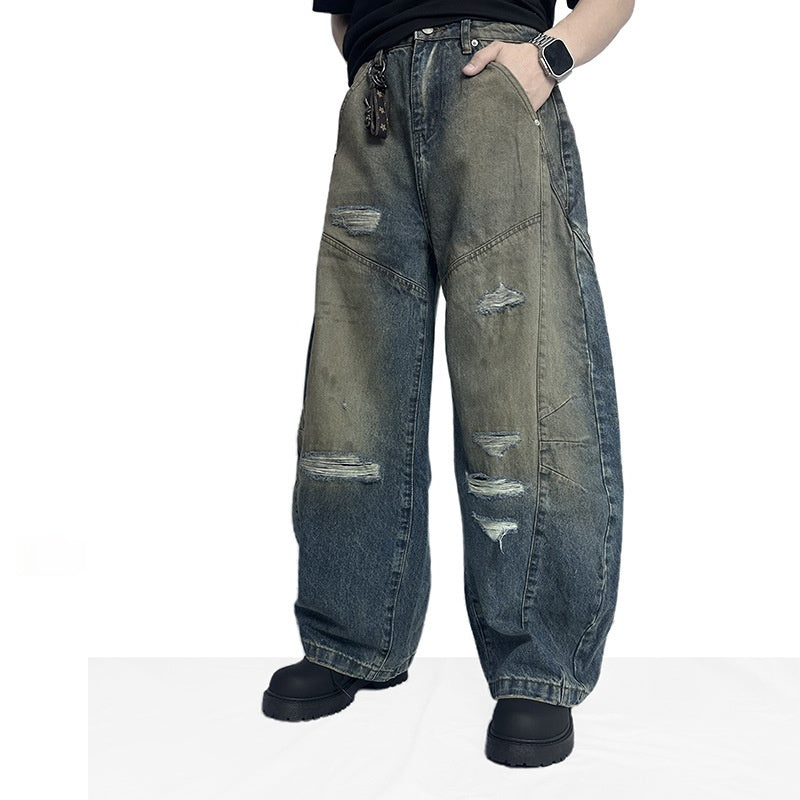 Retro High-street Style Ripped Jeans For Men