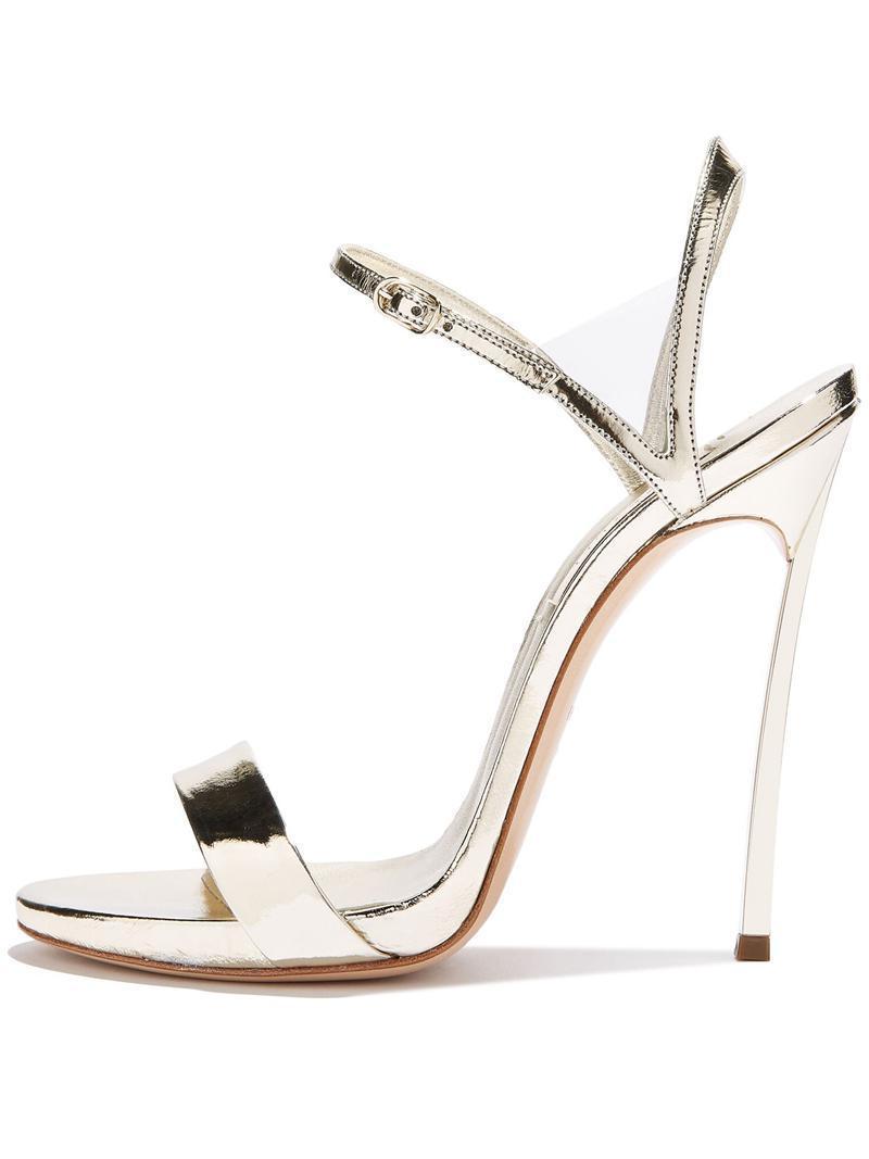 Stivali alla moda con tacco sottile dorato