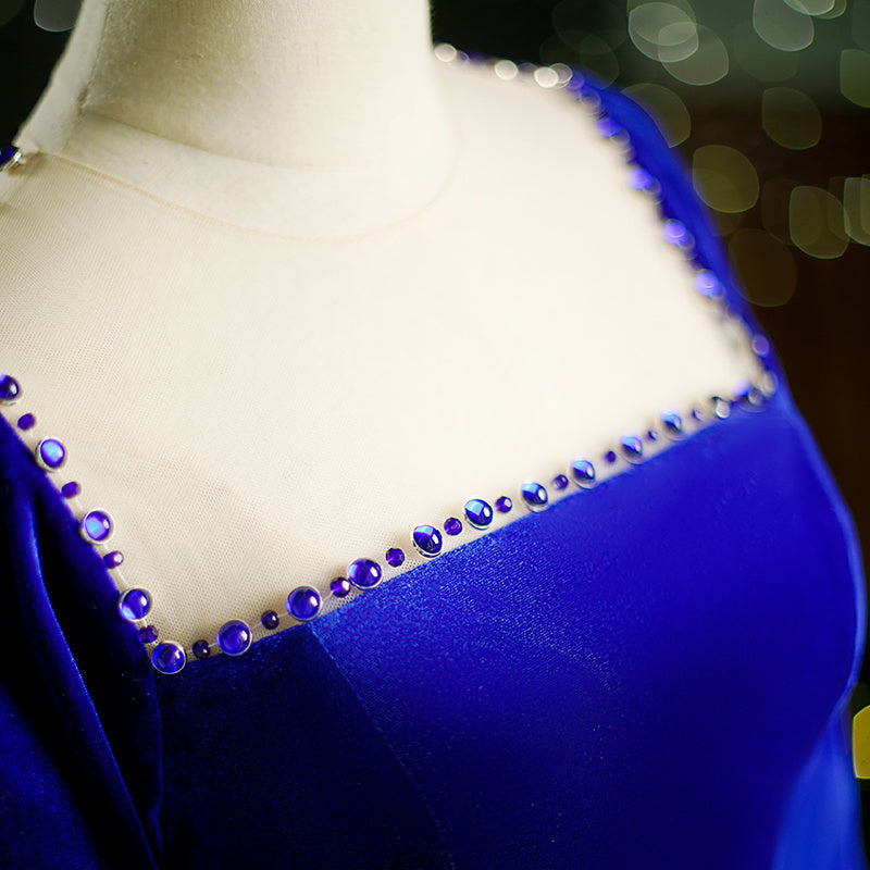 Robe française simple en velours à manches longues