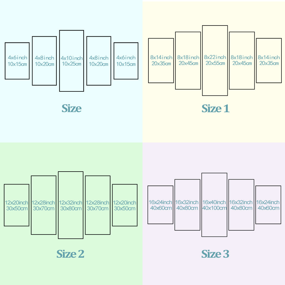 Quadro su tela decorativo personalizzato a cinque pezzi senza cornice