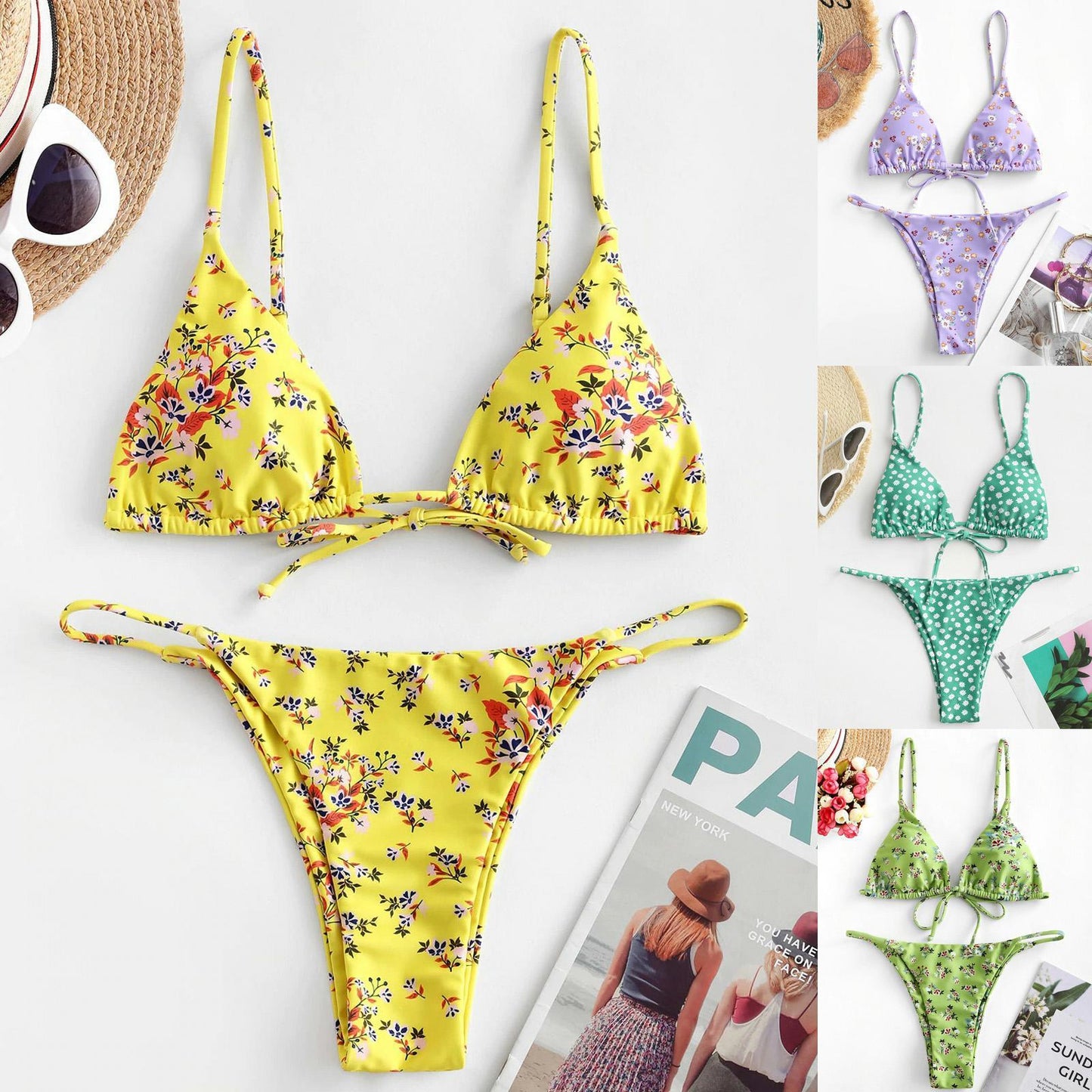Bikini con stampa di fiori estivi