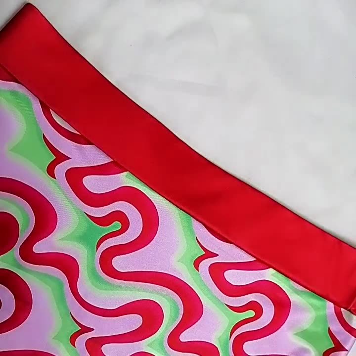 Printed Contrast Round Neck Top Mini Skirt Fashion Suit