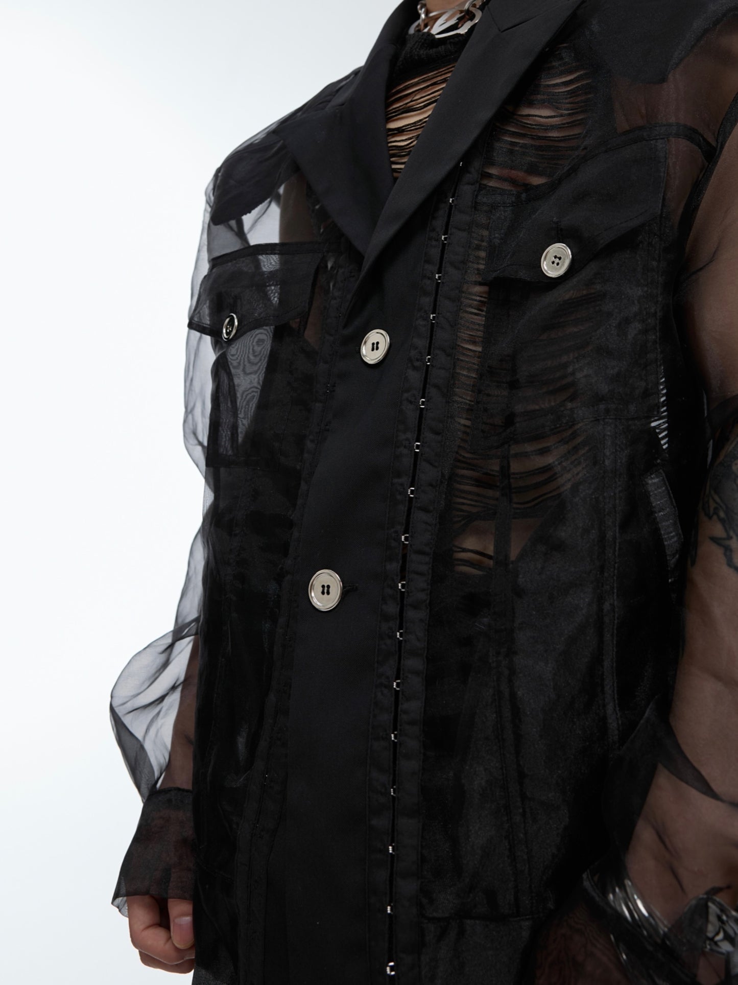 High Sense See-through Cardigan Top Men