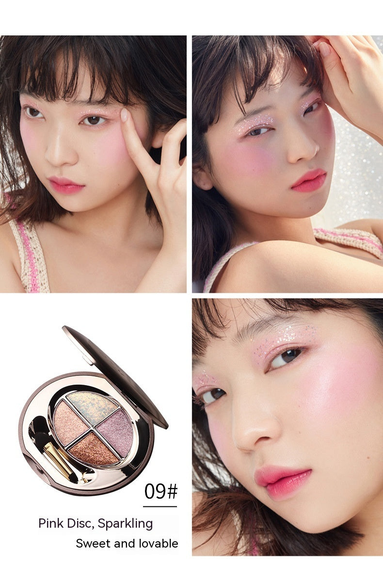 Palette di ombretti a quattro colori, polvere scintillante, paillettes brillanti, impermeabili