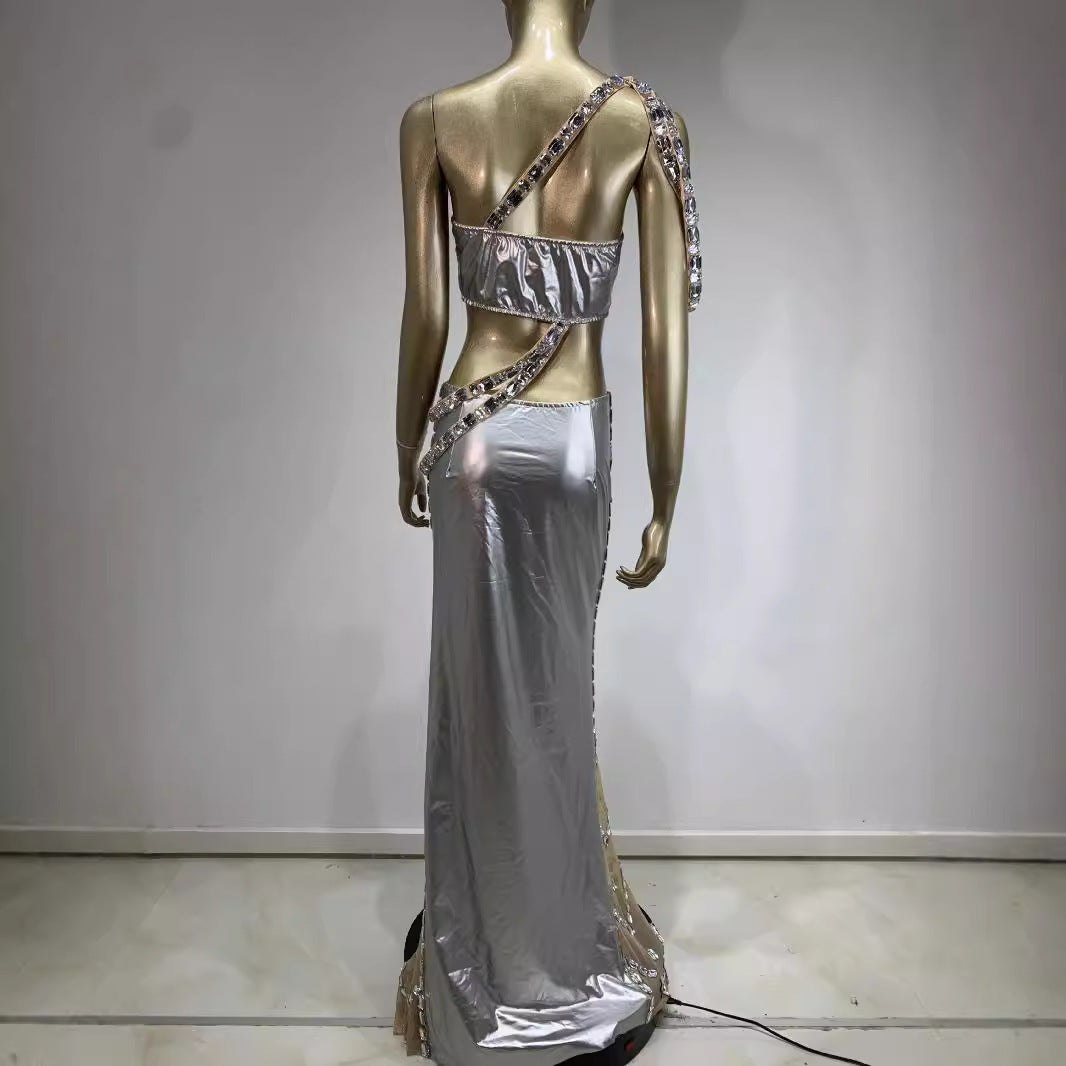 New Sexy Shiny Rhinestone Dress Suit