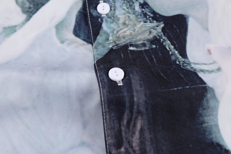 Cardigan a maniche corte con stampa bianca da strada