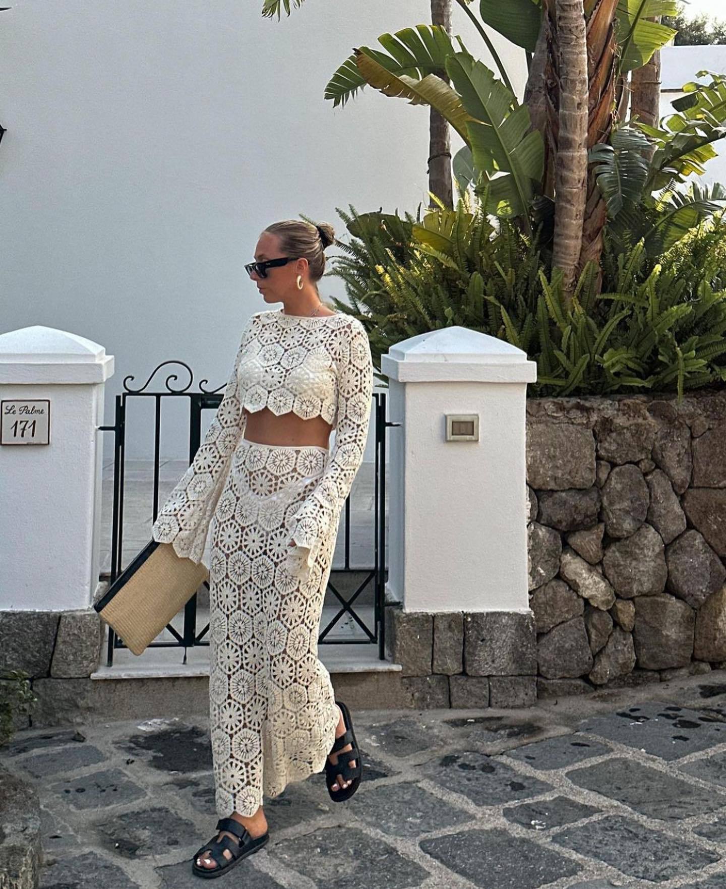 Fashion Vacation Style Hip Skirt Suit