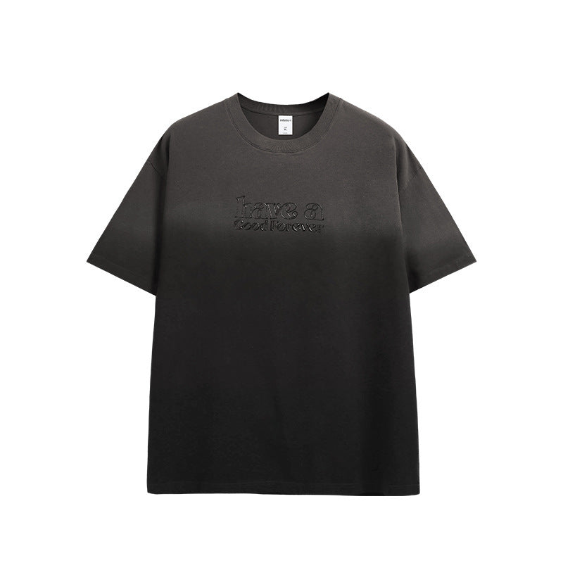 Three-dimensional Printed Gradient T-shirt Round Neck Short Sleeve Top