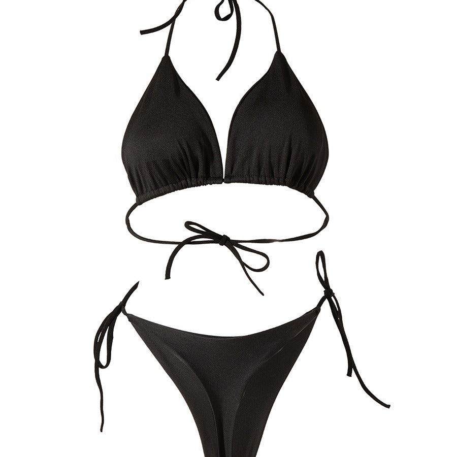Bikini con lacci tinta unita