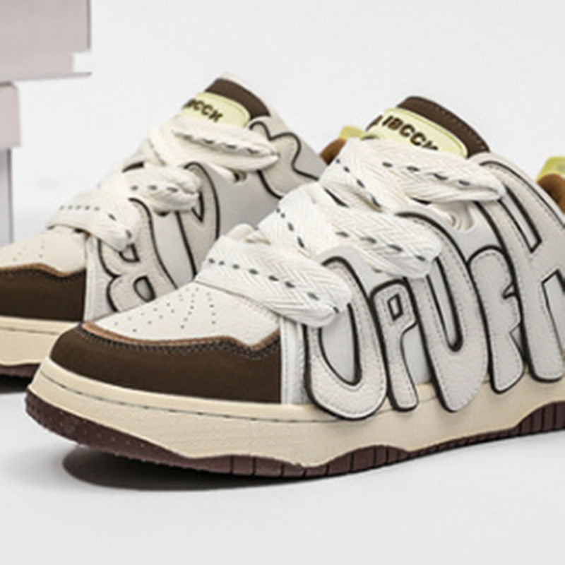 Baskets rétro décontractées à semelle épaisse avec alphabet