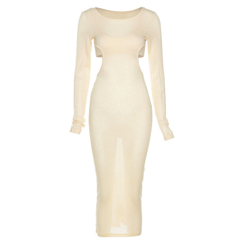 Robe deux pièces femme à manches longues et col rond, petite taille