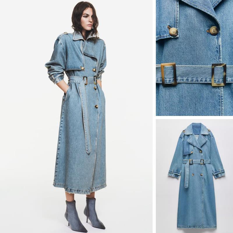 Trench-coat croisé tendance avec ceinture