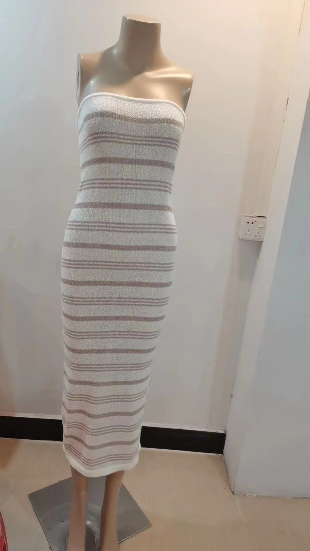 Striped Tube Top Tight Skirt Slim Fit Women