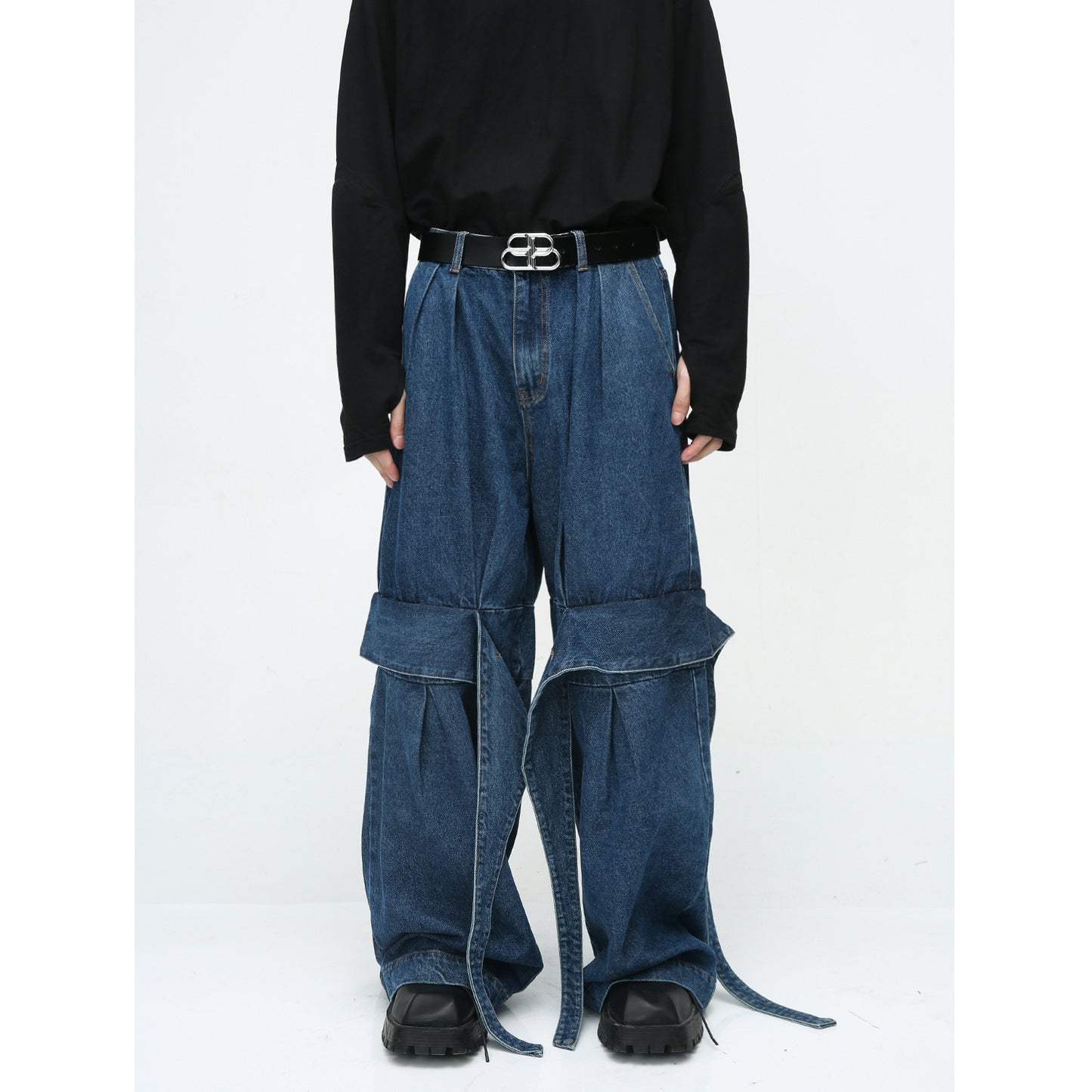 American Niche Deconstructed Design Loose Washed-out Jeans