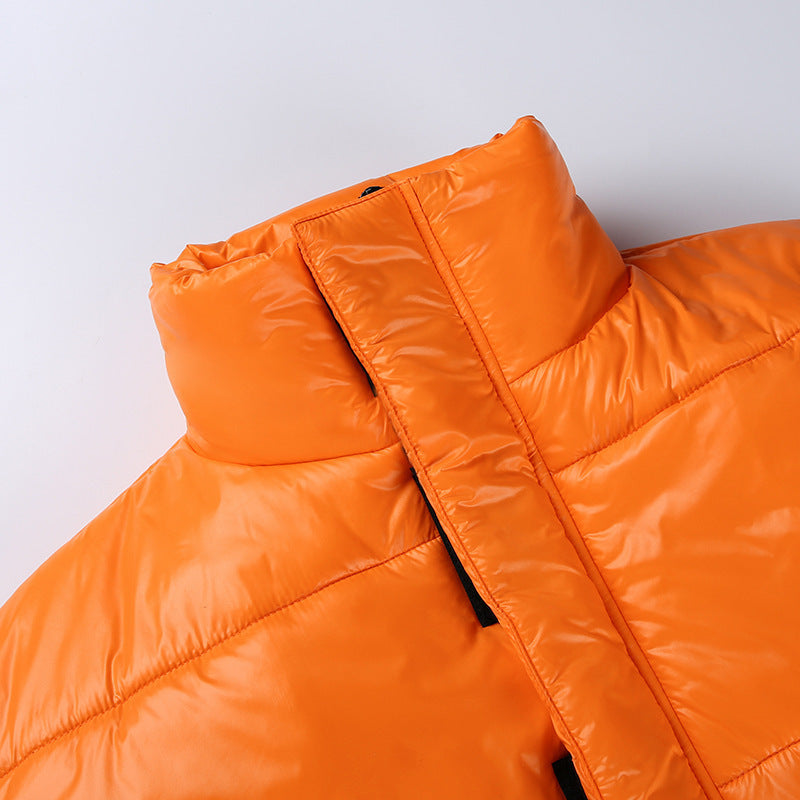 Veste courte épaisse en coton avec fermeture éclair et passe-partout