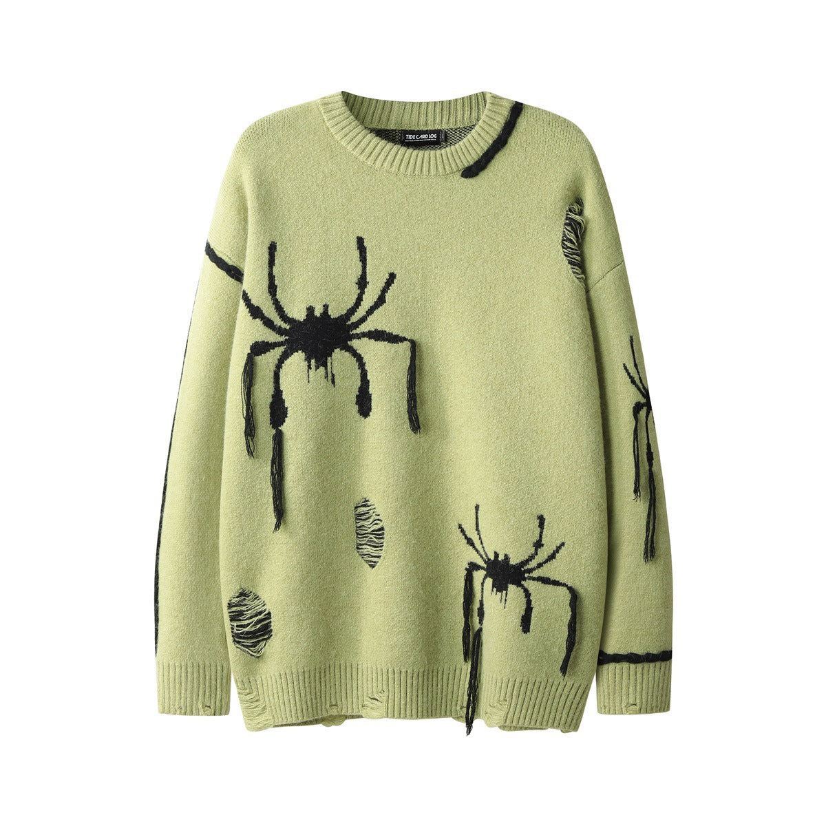 High Street Spider Jacquard Burr Contrast Color Rope Knitted Sweater