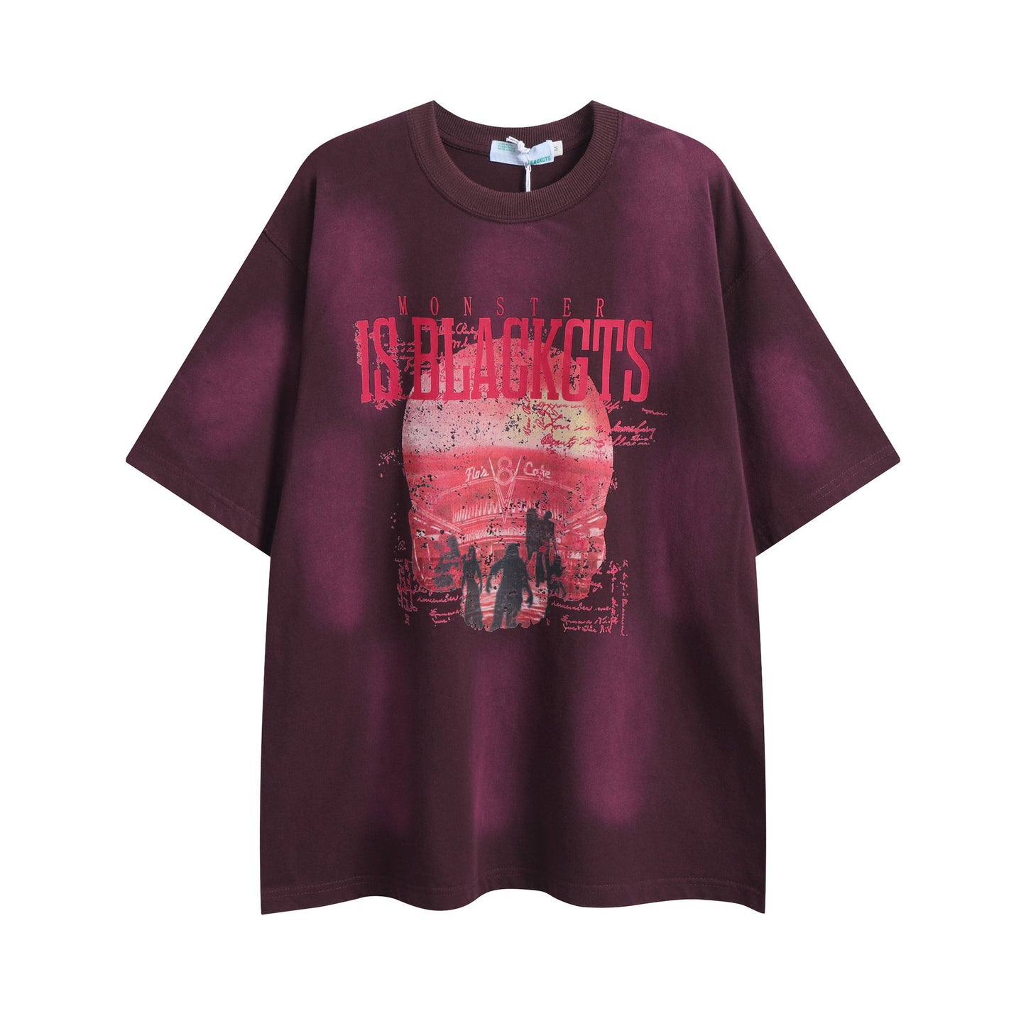 T-shirt rétro américain à manches courtes, marque de mode imprimée