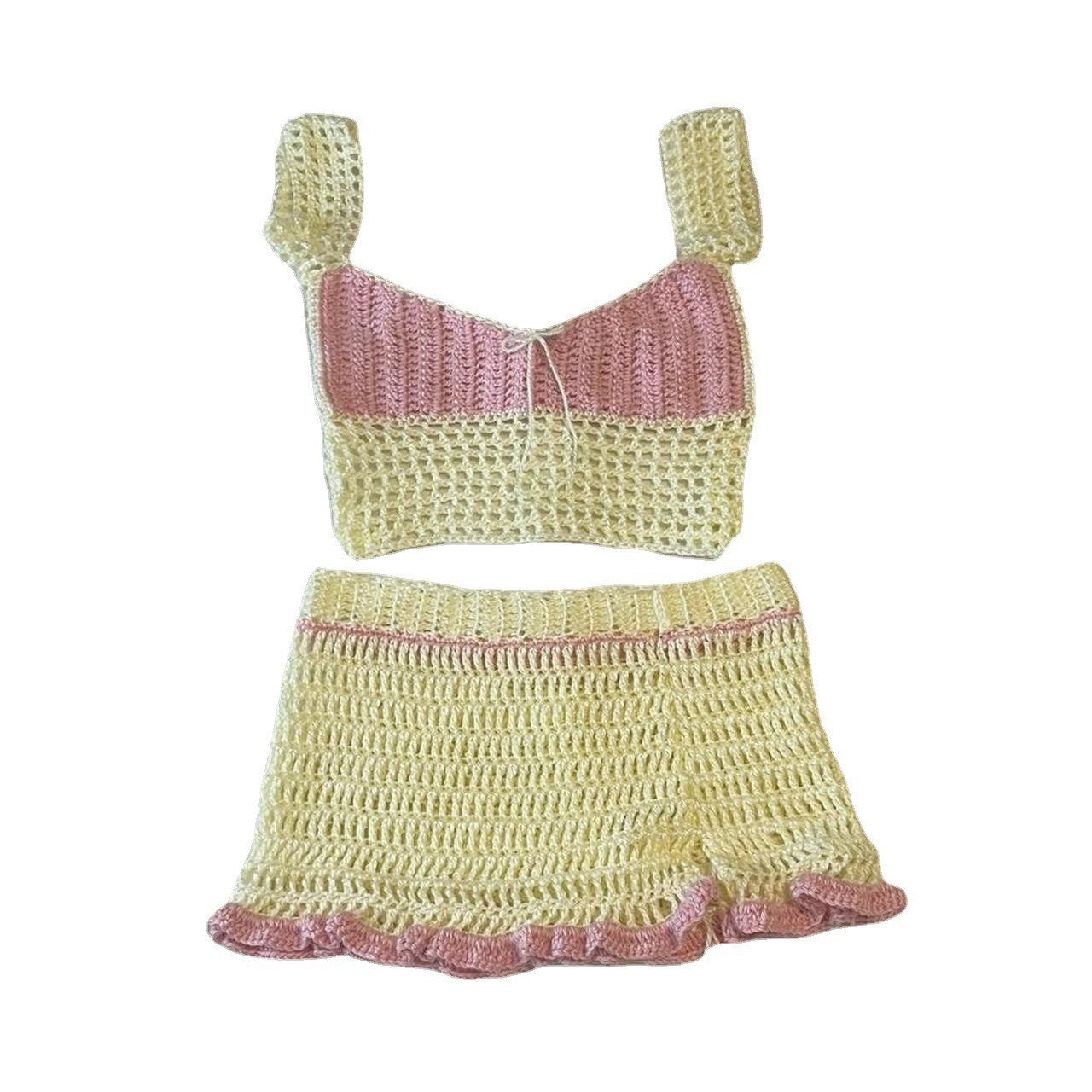 Completo due pezzi in maglia a colori