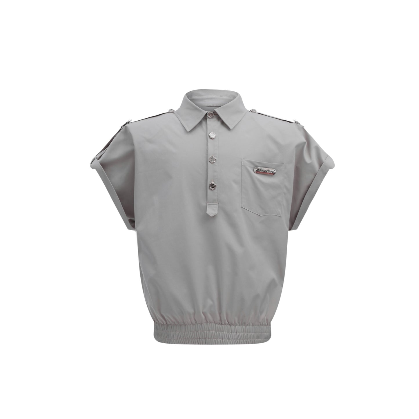 Manica corta con cuciture a bottone in metallo