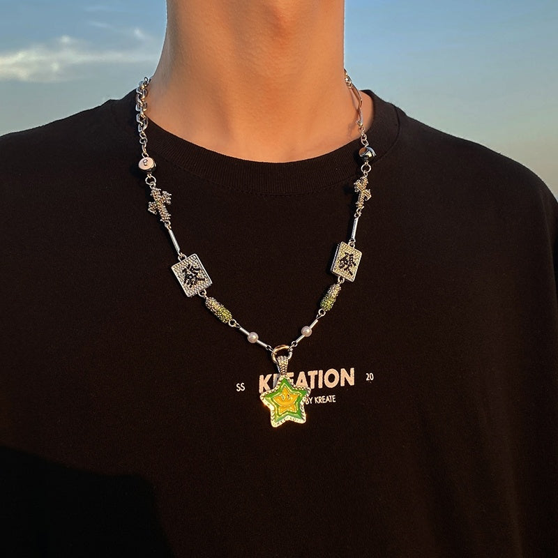 Hip Hop Couple Lucky Star  Fortune Necklace