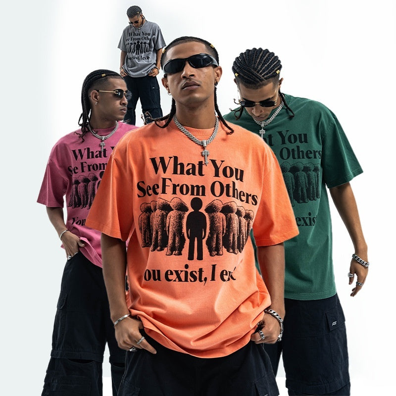 Letter Printed Pure Cotton Loose Short Sleeve T-shirt