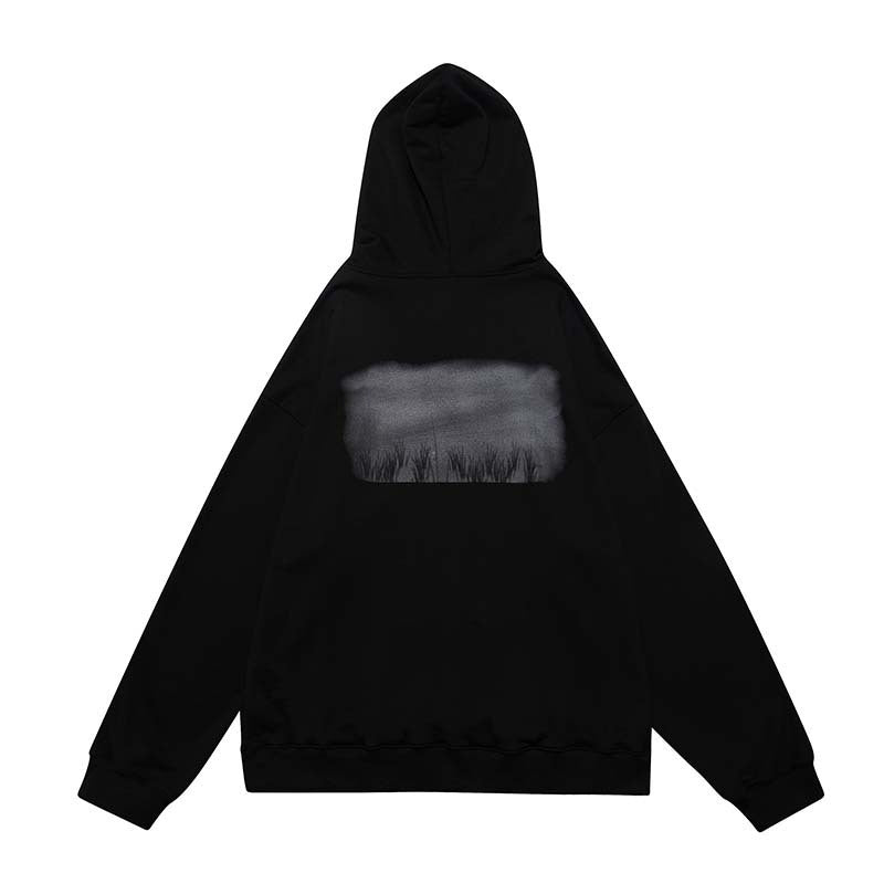 Vintage Creative Blurred Image Washed Hooded Sweatshirt