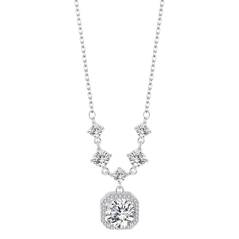 Sterling Silver With Shiny Diamond Necklace For Women Special-interest Design