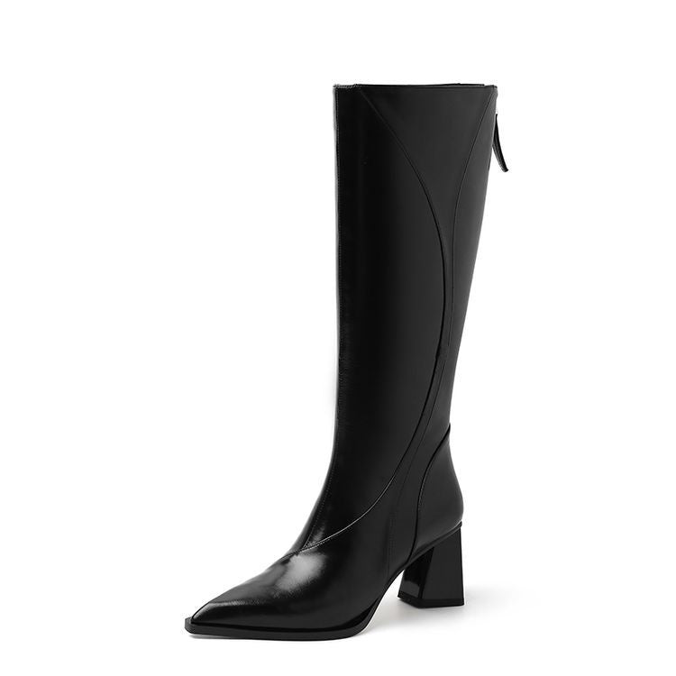 Bottes d'équitation à talons hauts style tube Maillard rétro
