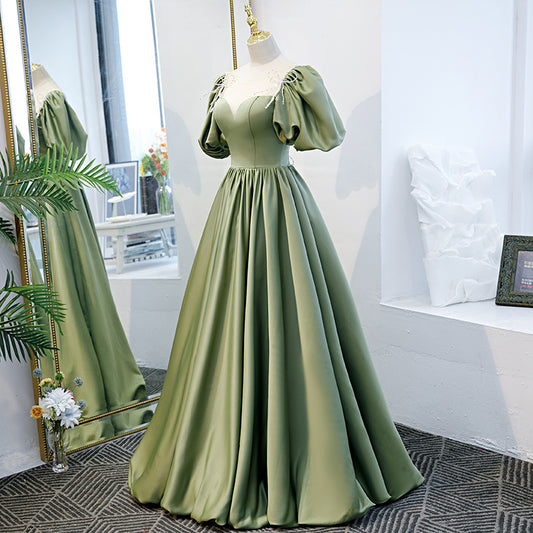 Robe de soirée femme jupe en satin vert