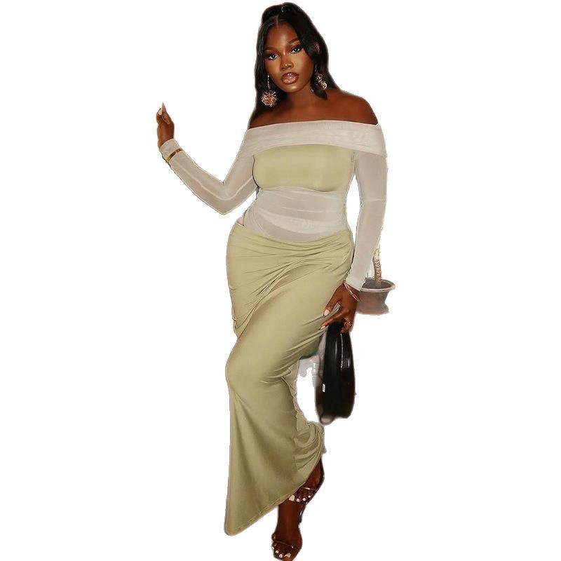 One-shoulder Long Sleeve Raglan Trendy Dress
