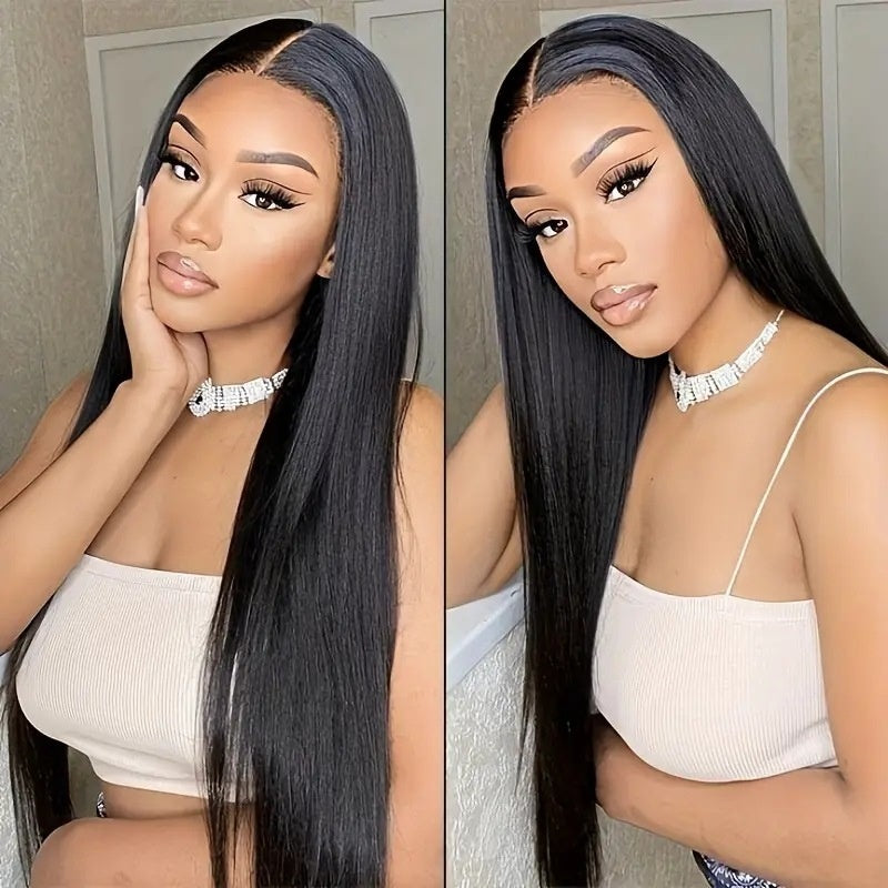 European And American Mid-length Long Straight Front Lace Wig