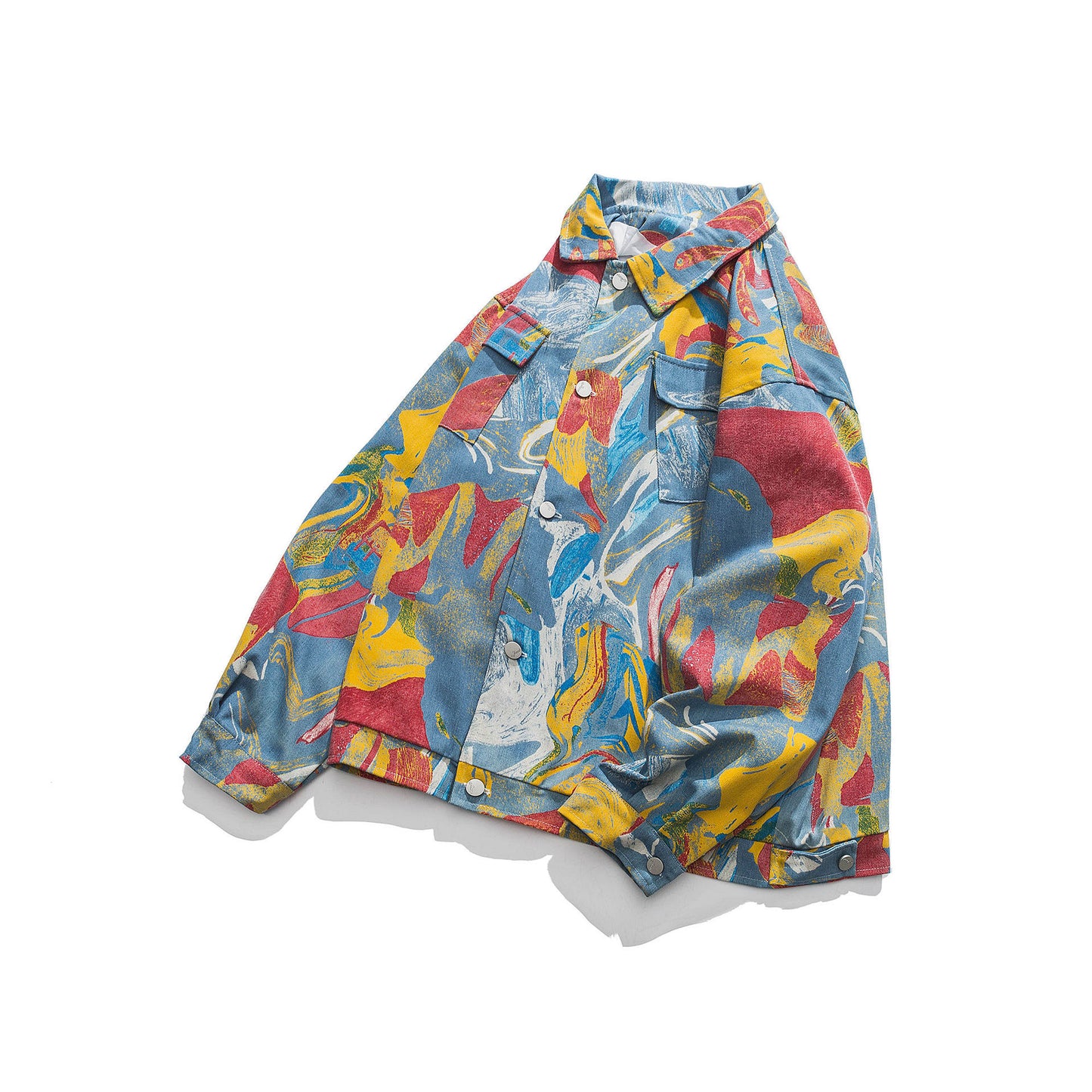 Giacca in denim con graffiti e dipinti a inchiostro vintage