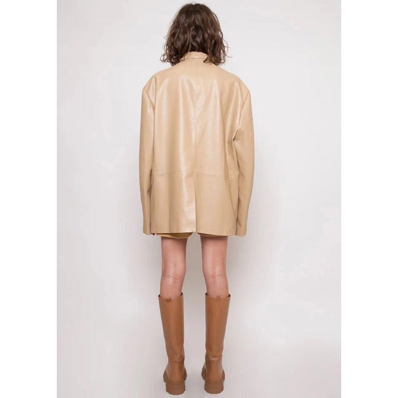 Leather Loose Profile Long-sleeved Cardigan Casual Jacket