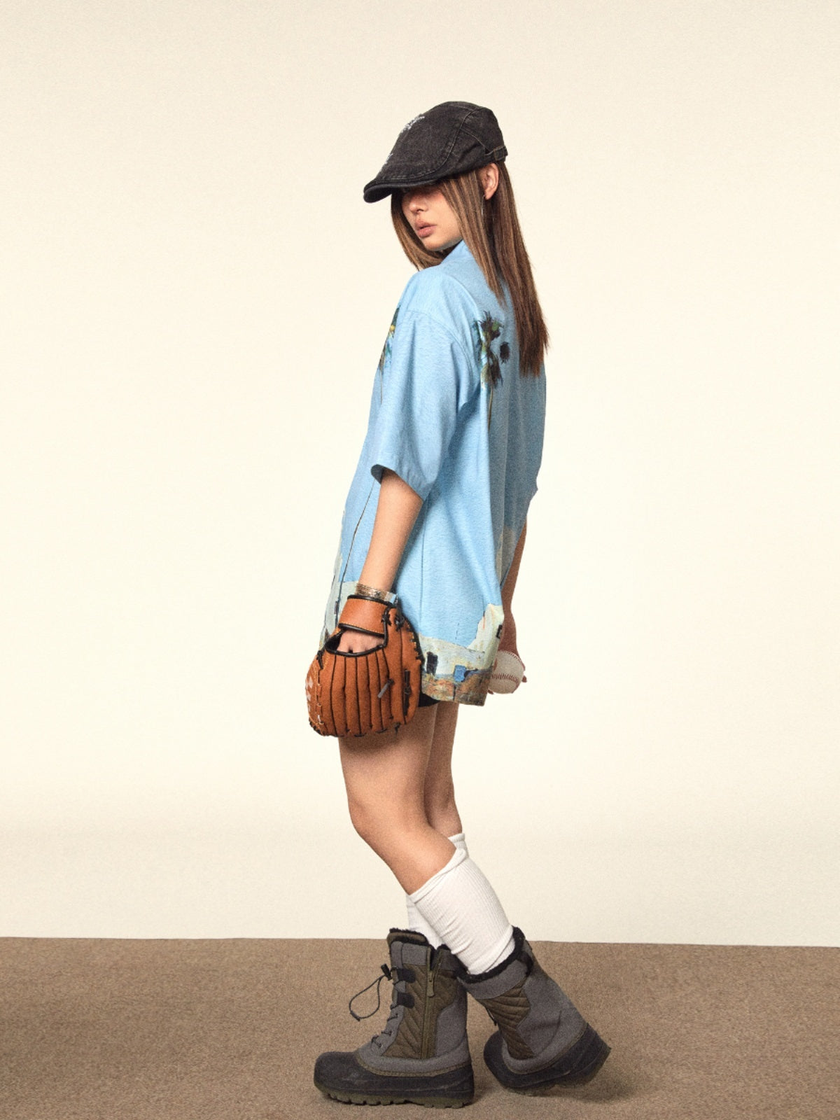 Camicia a maniche corte con stampa Island American Street