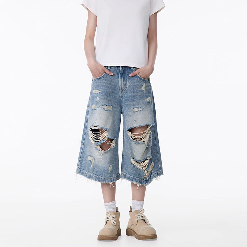 Men's Fashion Personality All-matching Straight Capri Pants