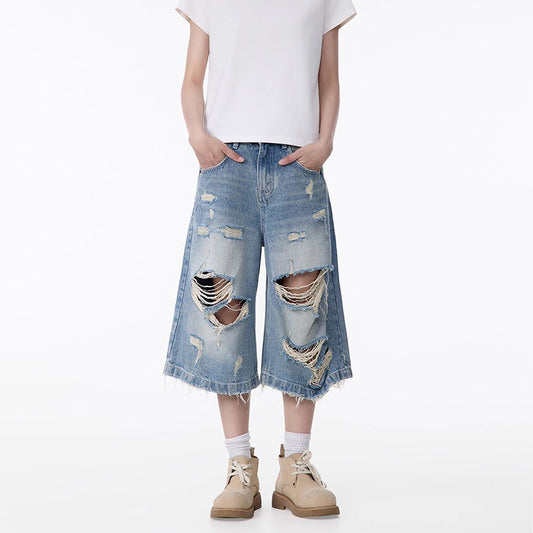 Men's Fashion Personality All-matching Straight Capri Pants