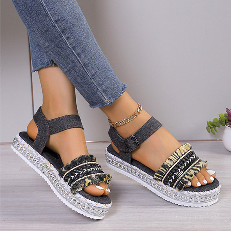 Fashion Tassel Denim Sandals