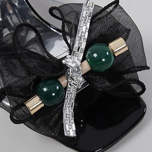 Chaussures à tête carrée grande taille pour femmes, fines et fleuries