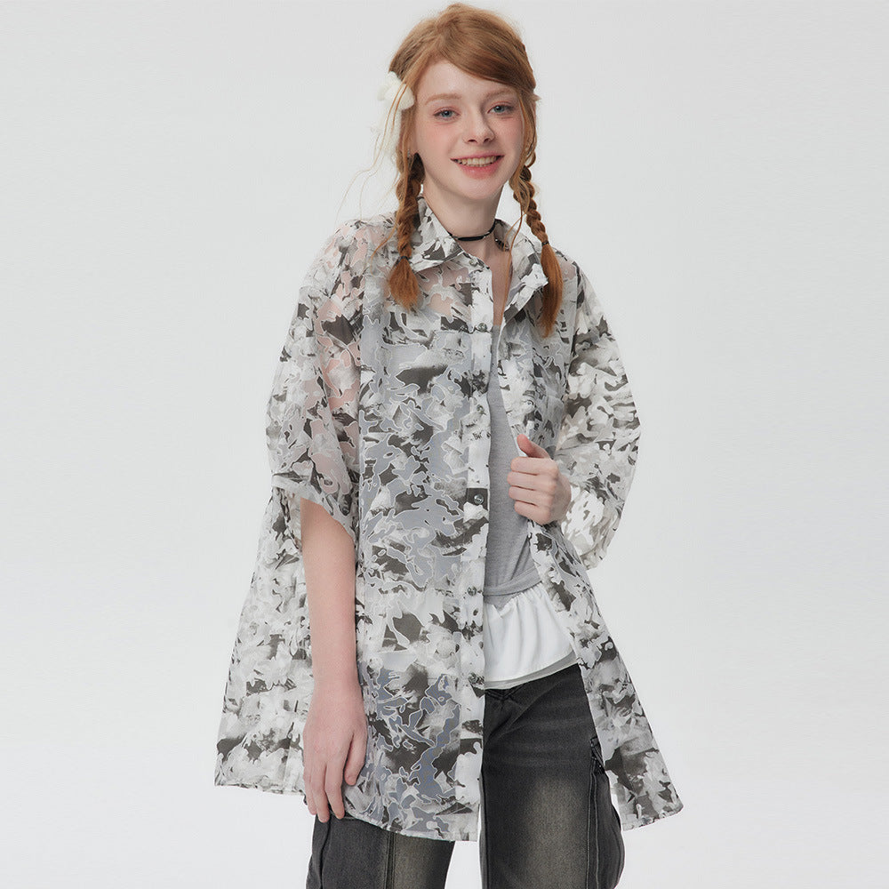 Tie-dyed Contrast Color Short-sleeved Shirt For Men