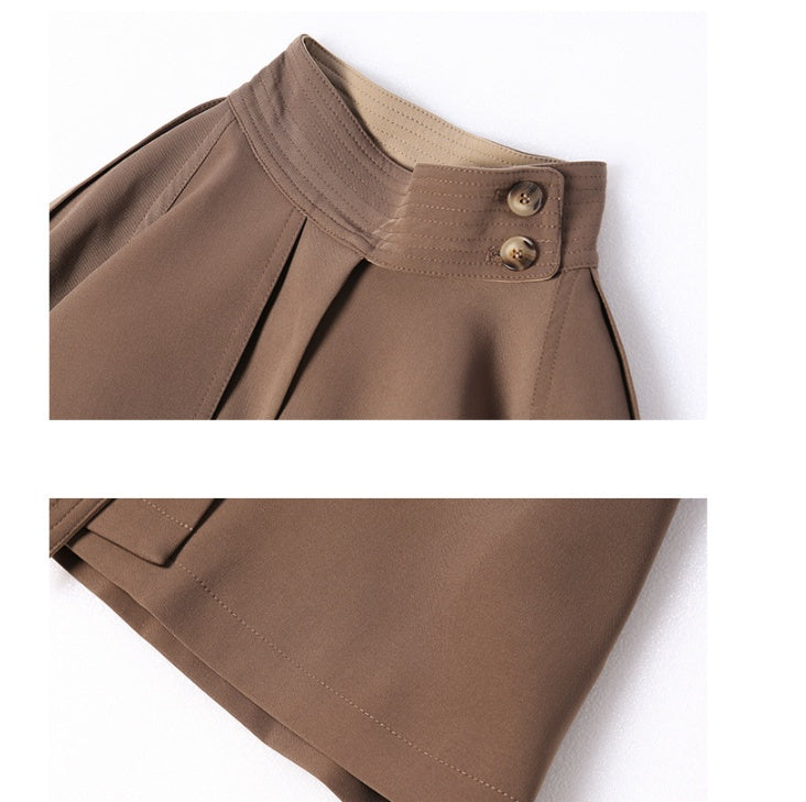 British Fashion Cloak Style Contrast Color Lace-up Coat