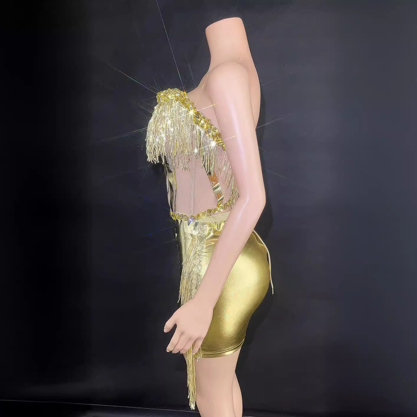 Fashion Hip Tassel Tube Top Short Skirt