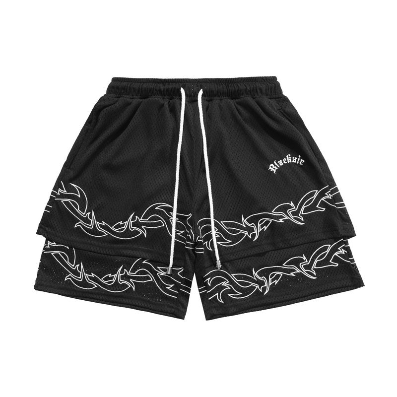 Thorns Fake Two-piece Shorts Male Hip Hop