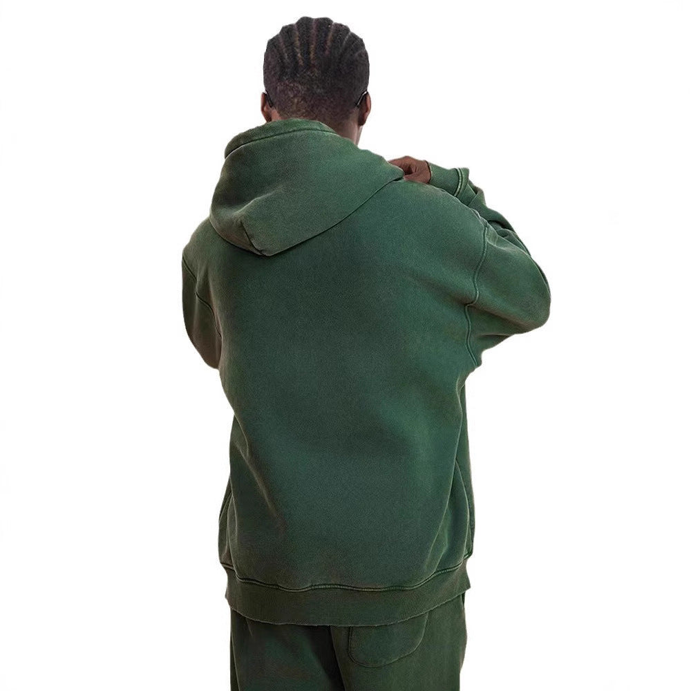 Pull rétro délavé épais doublé de polaire épaisse