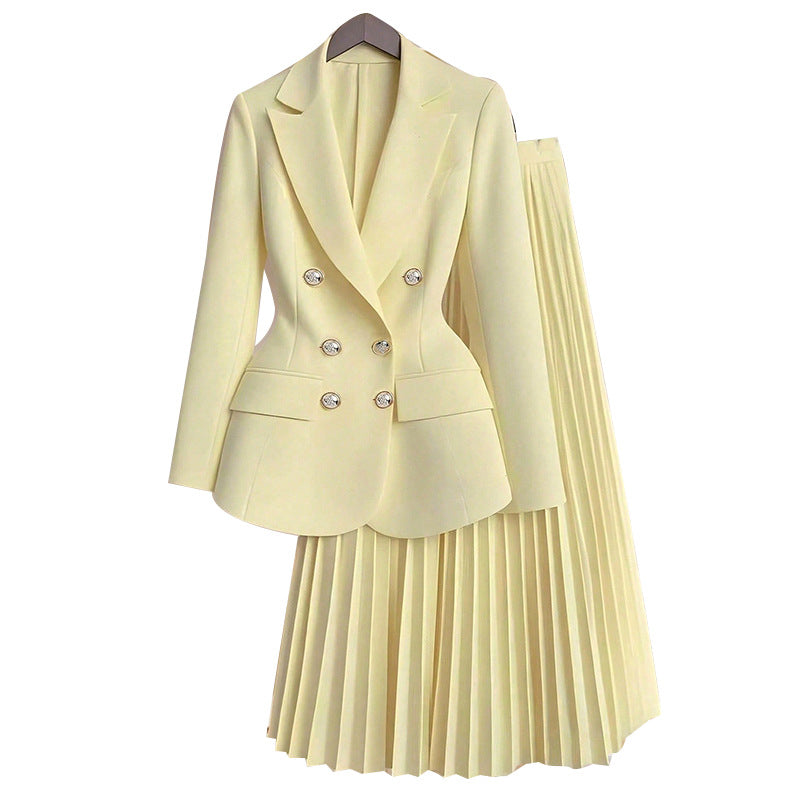 Solid-Color Chic And Stylish Coat And Skirt Set
