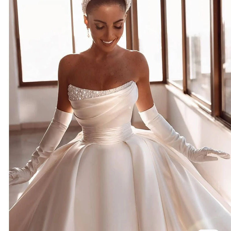 Satin Bridal Strapless Dress