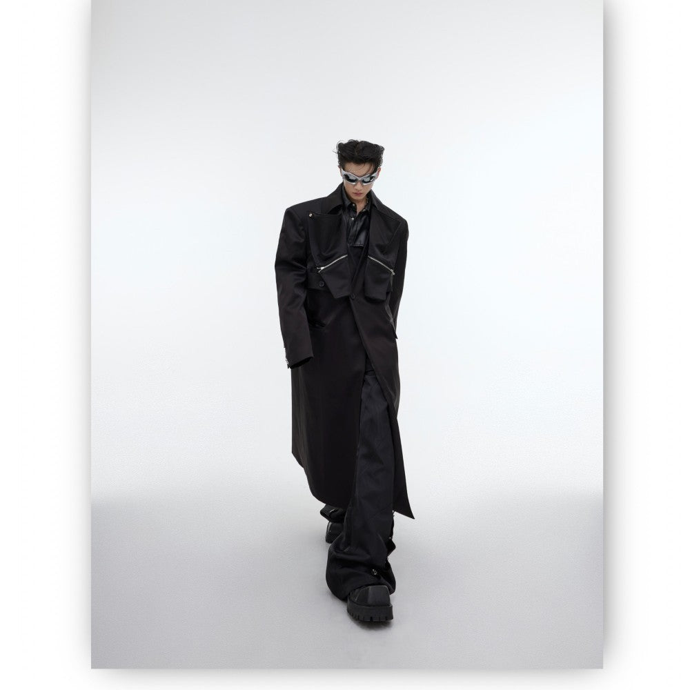 Metal Design Knee Length Trench Coat