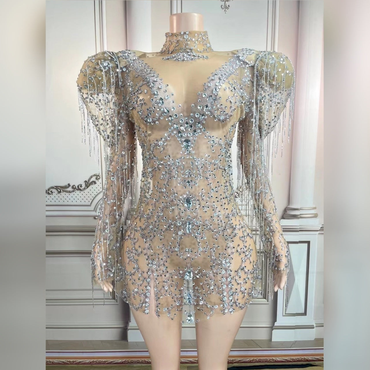 Show Full Diamond Chain Dress Ladies