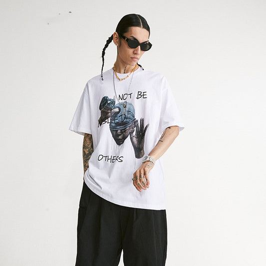 Hip-hop Tide Brand Casual Personality Avatar Printing Original Ins Short Sleeve Men